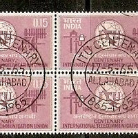 India 1965 15p ITU Centenary SG500 BLK/4 FD Cancelled