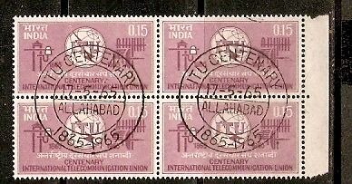 India 1965 15p ITU Centenary SG500 BLK/4 FD Cancelled
