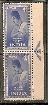 India 1952 4As Surdas Saint & Poet Instruction Pair MNH # 654-1