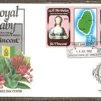 St. Vincent 1982 Diana & Royal Baby Flower Gutter FDC # 594-4