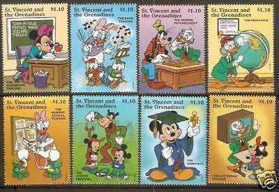 St. Vincent 1996 Disney Mickey Donald Cartoon Education MNH # 2714