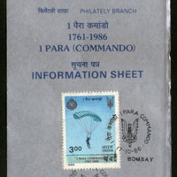 India 1986 Parachute Regiment Phila-1048 Cancelled Folder