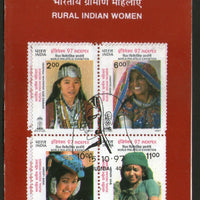 India 1997 Rural Indian Womens Traditional Costume Se-Tenant Blk Phila-1573 Cancelled Folder