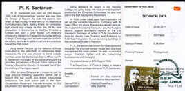India 2011 Pt. K. Santanam Phila-2715 Cancelled Folder