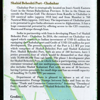 India 2018 Eran Joints Issue Chahabar Kandala Port Ship Transport Cancelled Folder