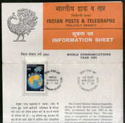 India 1983 World Communication Year Phila-932 Cancelled Folder