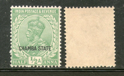 India CHAMBA State KG V ½An Postage Stamp SG 63 / Sc 60 MNH - Phil India Stamps