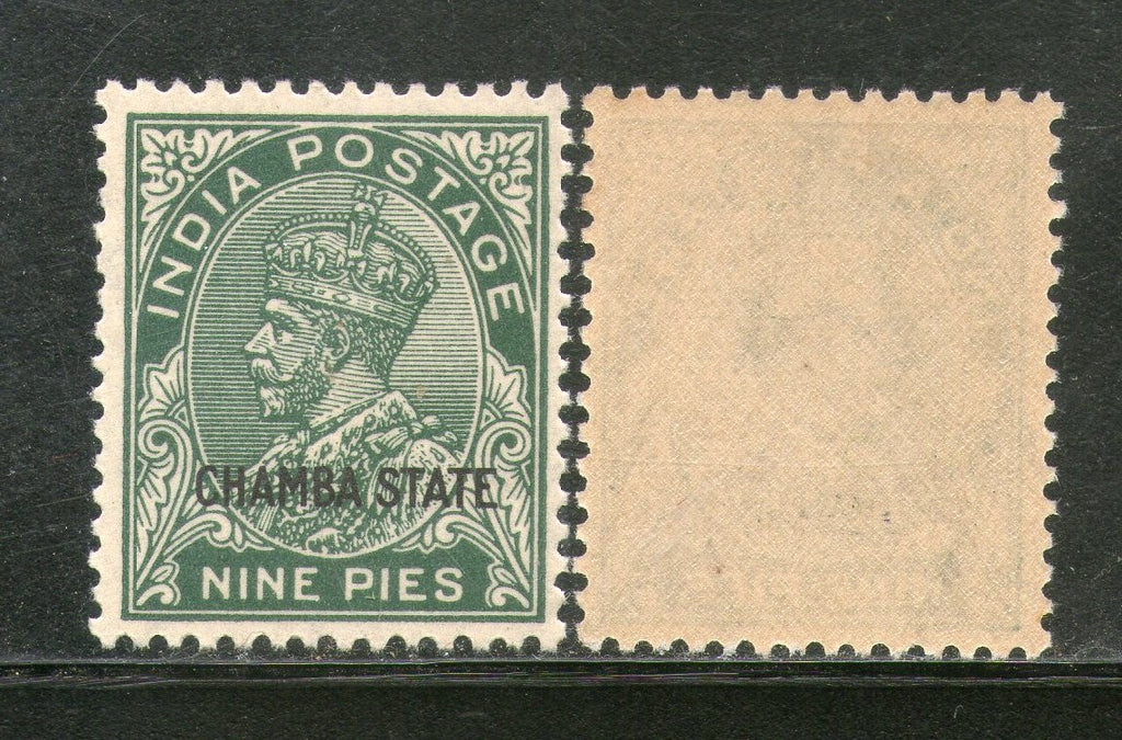 India CHAMBA State 9ps KG V Postage Stamp SG 64a / Sc 61 MNH - Phil India Stamps