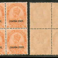 India CHAMBA State 2½ As KG V SG 69 / Sc 66 Postage Stamp BLK/4 MNH - Phil India Stamps
