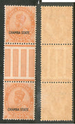 India CHAMBA State KG V 2½As Postage SG 69 / Sc 66 Vertical Gutter Pair MNH - Phil India Stamps