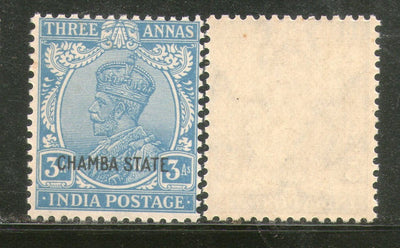 India Chamba State 3As KG V Postage Stamp SG 70 / Sc 67 1v MNH - Phil India Stamps