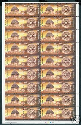 India 2001 1500+400 Sun Temple Se-tenant Sheet of 18 Pair MNH