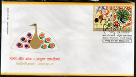 India 2003 India France Joints Issue Peacock Rooster Bird Se-tenant Phila-2019 FDC