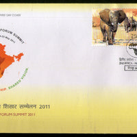 India 2011 Africa Forum Summit Elephant Wildlife Animal Phila-2702-3 FDC