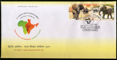 India 2011 Africa Forum Summit Elephant Wildlife Animal Phila-2702-3 FDC
