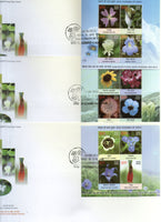 India 2013 Wild Flowers of India Lily Sunflowers Poppy Set of 3 M/s on FDCs