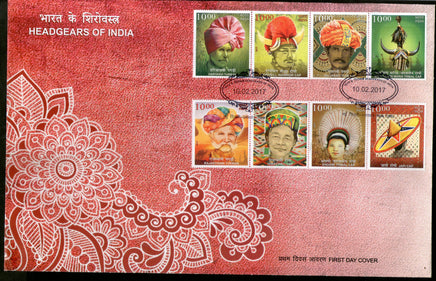 India 2017 Headgears of India Regional Caps Costume Culture 2 FDCs + Blank Folder - Phil India Stamps