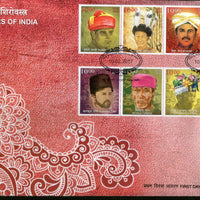 India 2017 Headgears of India Regional Caps Costume Culture 2 FDCs + Blank Folder - Phil India Stamps