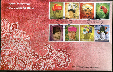 India 2017 Headgears of India Regional Caps Costume Culture 2 FDCs + Blank Folder - Phil India Stamps