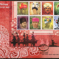 India 2017 Headgears of India Regional Caps Costume Culture Sheetlet in 2 FDCs - Phil India Stamps