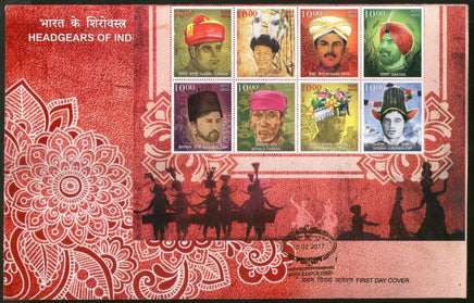 India 2017 Headgears of India Regional Caps Costume Culture Sheetlet in 2 FDCs - Phil India Stamps