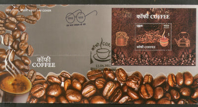 India 2017 Indian Coffee Beans Tea Kettle & Cup M/s on FDC - Phil India Stamps
