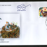 India 2017 Children's Day Paintings Nest Egg Birds Parrot Wildlife 2v FDC - Phil India Stamps