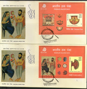 India 2017 Indian Hand Fans Embroidery Zardozi Phadh Paintings M/s set on FDCs - Phil India Stamps