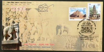 India 2018 Vietnam Joints Issue Ancient Arch Sanchi Stupa PhoMinh Pagoda 2v FDC - Phil India Stamps