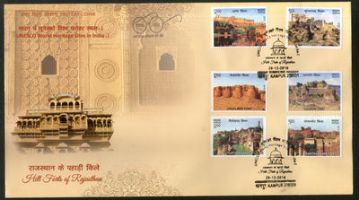India 2018 Hill Forts of Rajasthan Tourism Place Architecture 6v FDC