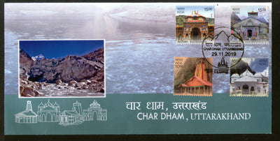 India 2019 Char Dham Temples Uttarakhand Hindu Mythology Architecture 4v FDC