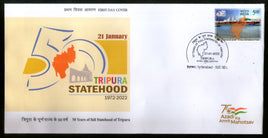 India 2022 50 Years of Full Statehood Tripura Map 1v FDC