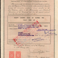 India 1980's Cochin Malabar Estates Industry Ltd Share Certificate Revenue # FA16
