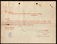 India 1960's Ahamedabad Cotton Mfg. Co. LTD Share Certificate Revenue Stamp # FA-18 - Phil India Stamps