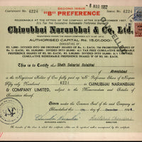 India 1950's Chinubhai Naranbhai & co. Share Certificate with Revenue Stamp # FA-21 - Phil India Stamps