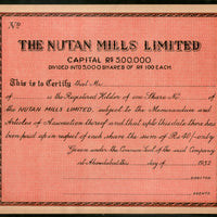 India 1932's The Nutan Mills Limited Share Certificate Blank # FA06 - Phil India Stamps