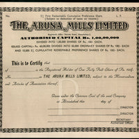India 1950's The Aruna Mills Limited Share Certificate Blank # FA07 - Phil India Stamps