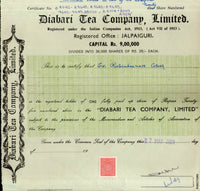 India 2001's Diabari Tea Company Ltd. Share Certificate + Revenue Stamp # FB14