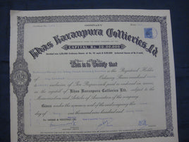 India 1963's Khas Karanpura Collieries Ltd. Mine Share Certificate Revenue # FB1