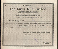 India 1940's The Nutan Mills Limited Share Certificate # FB22 - Phil India Stamps