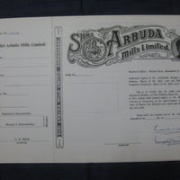 India 1970's Shri Arbuda Mills Limited Pictorial Share Certificate # FB02 - Phil India Stamps