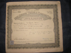 India 1940's The Asiatic Textile Co. Limited Bombay Share Certificate # FB04 - Phil India Stamps