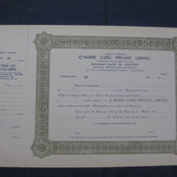 India Q' Marri Cars Private Ltd. Blank Share Certificate # FB5