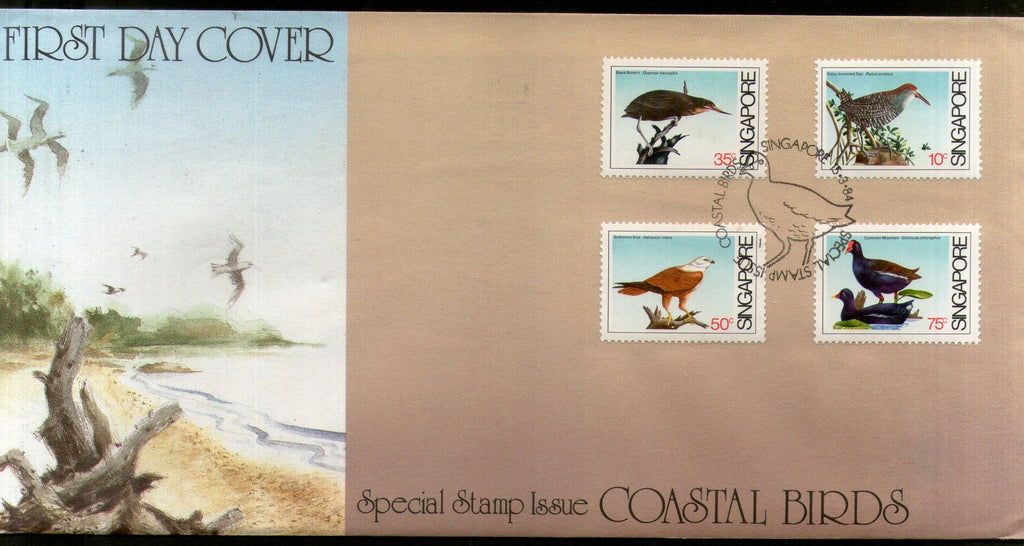 Singapore 1984 Coastal Birds Wildlife Animals Fauna Sc 434-37 FDC # F230