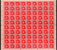 India 1963 3rd Def. Series 13p Map WMK Ashokan Phila D59 Full Sheet of 90 MNH # 96