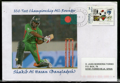 Spain 2012 ICC Test All-Rounder Shakib Al Hasan Bangladesh Cricket Customized Stamp Cover