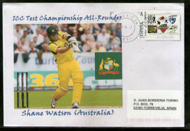 Spain 2012 ICC Test All-Rounder Shane Watson Customized Cricket Stamp Cover # 551