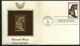 USA 1995 Folk Art Series Carousel Horses Animal Gold Replicas Cover Sc 2978 # 115 - Phil India Stamps