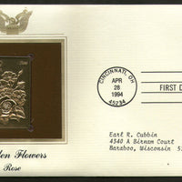 USA 1994 Garden Flowers Rose Lily Tree Plant Gold Replicas Cover Sc 2829-33 #150 - Phil India Stamps