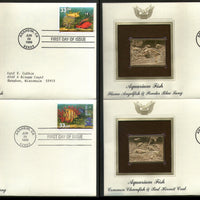 USA 1999 Aquarium Reef Fish Coral Marine Life Gold Replicas Cover Sc 3317-20 # 155 - Phil India Stamps